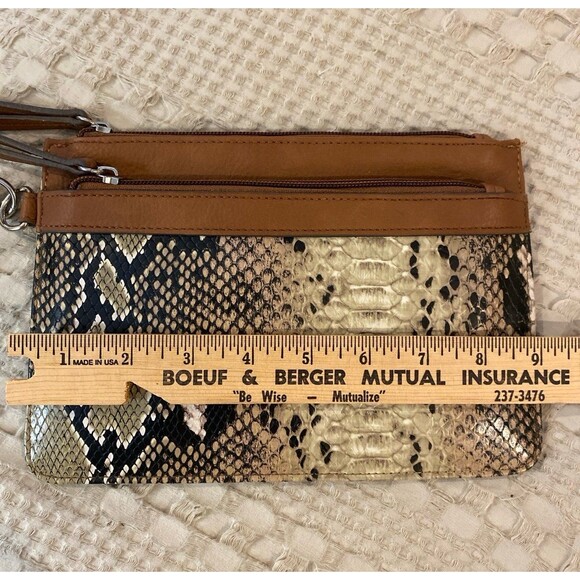 Mossimo Faux Snakeskin Wristlet Bag Purse Clutch Wallet size 9 in x 6.25 inches - Picture 9 of 10